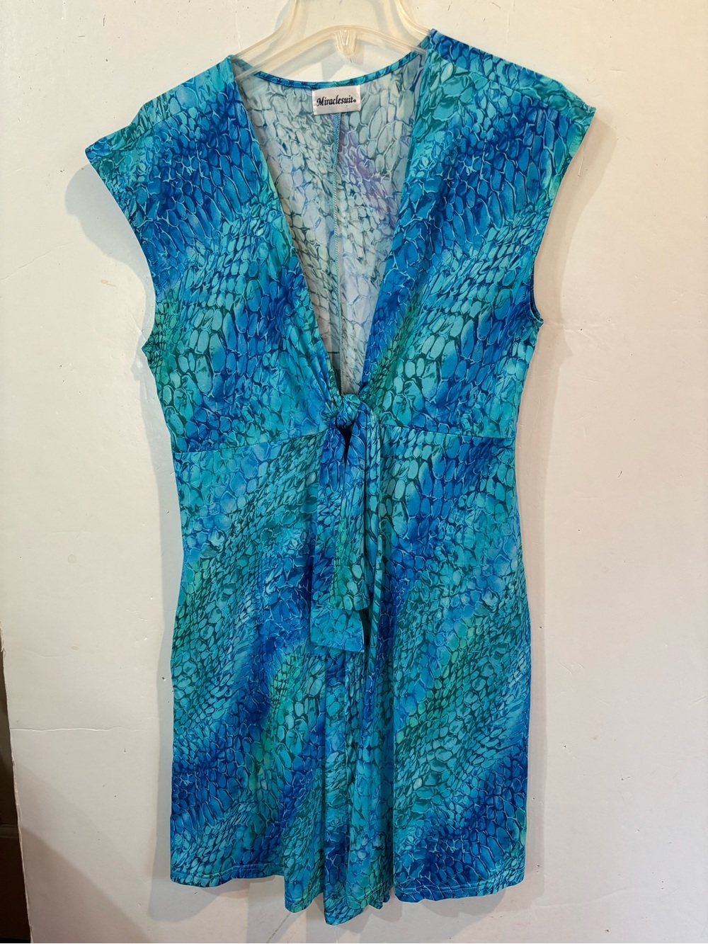 Miraclesuit Blue Green Tie-Front Swim Cover-Up S